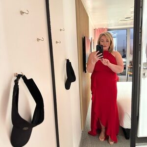 Elegant Red Halter Dress